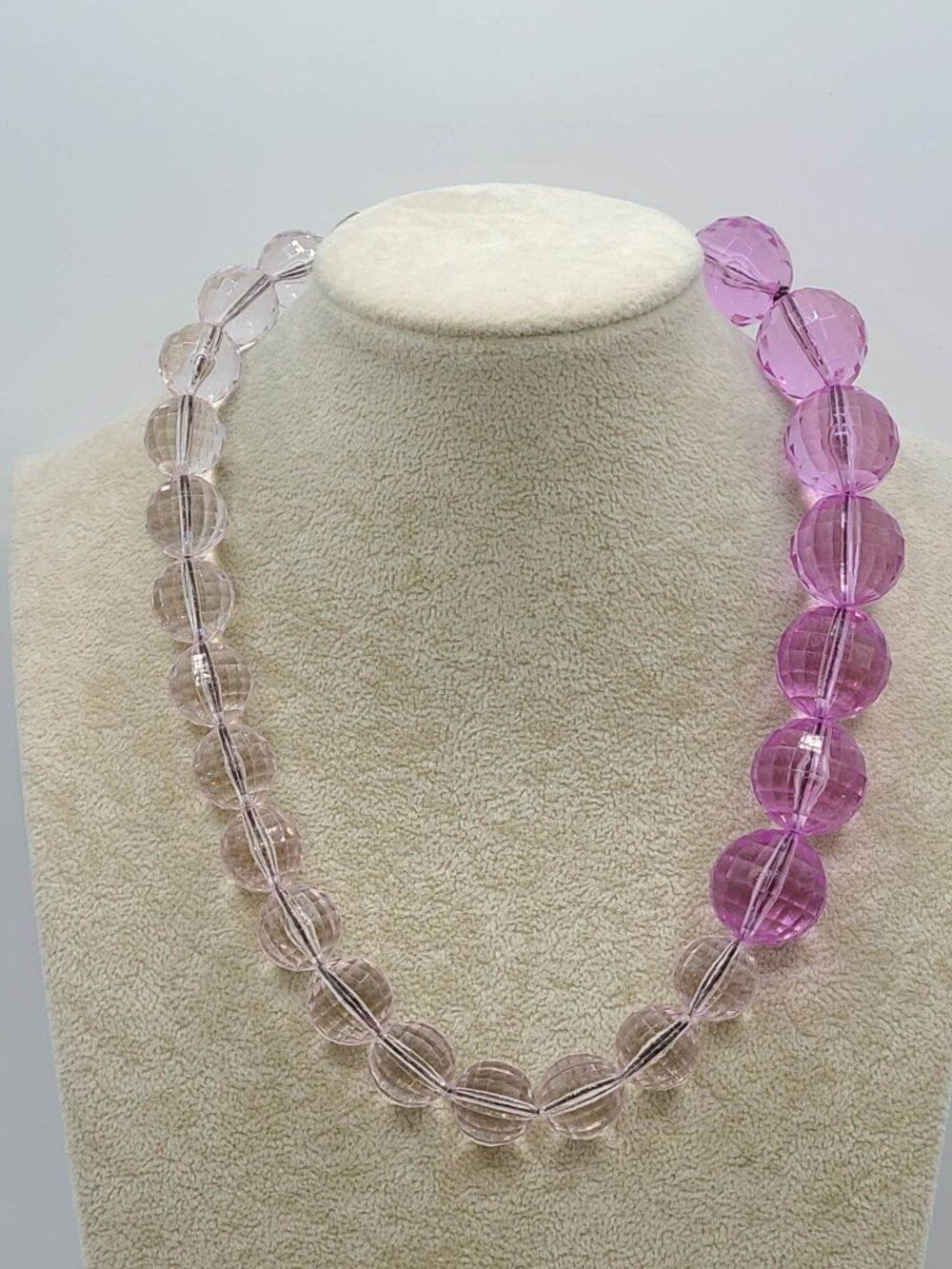 J Crew Faceted Clear and Purple Acrylic Beaded Necklace  NWT